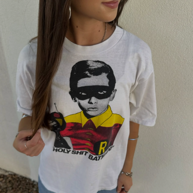Holy Sh*t Batman - 80's -90's Rare Vintage White T-Shirt
