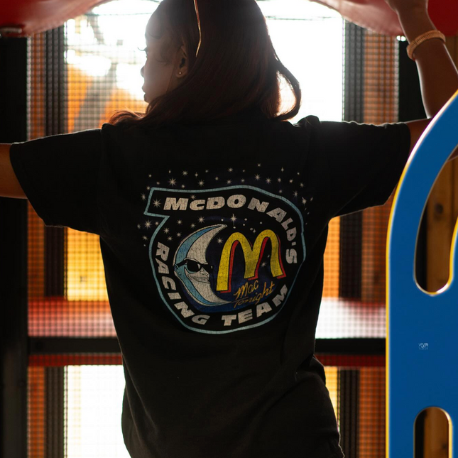 Mcdonald's Racing Thru The Stars - 80's-90's Rare Black Vintage Washed T-Shirt