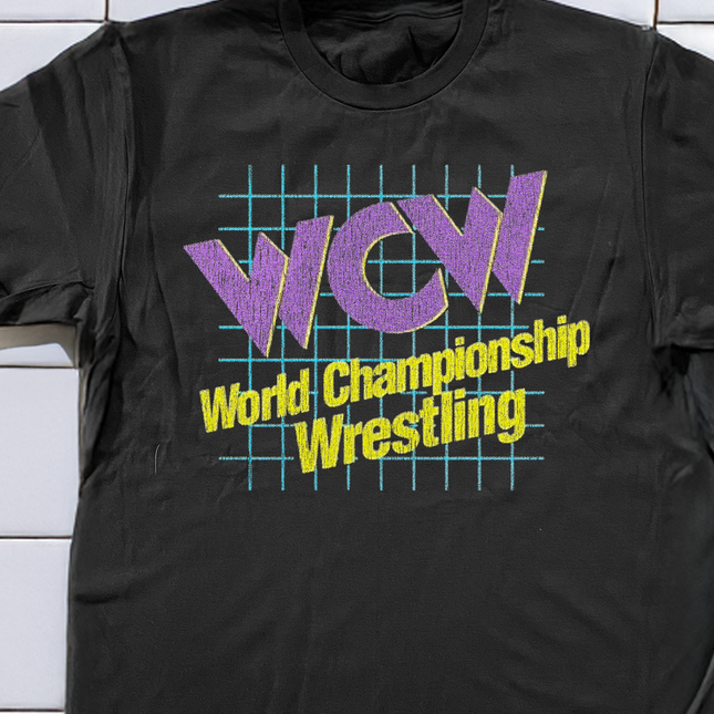 90's Wcw Washed Black T-Shirt